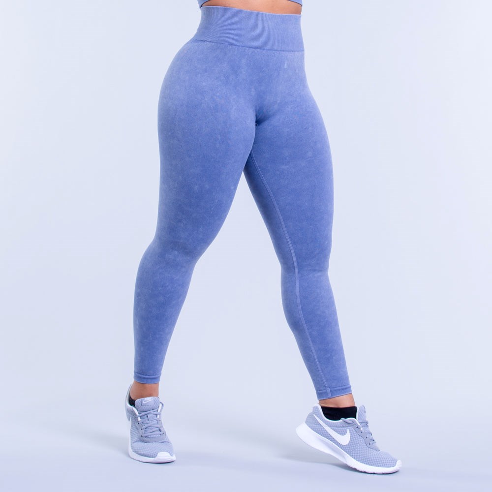 DFYNE Valkyrie Acid Wash Leggings Mörkblå | 756019VYS