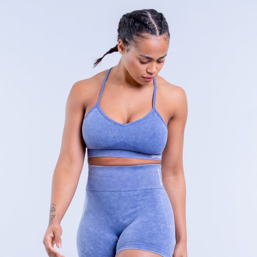 DFYNE Valkyrie Acid Wash Sports Bra Mörkblå | 853469SAZ